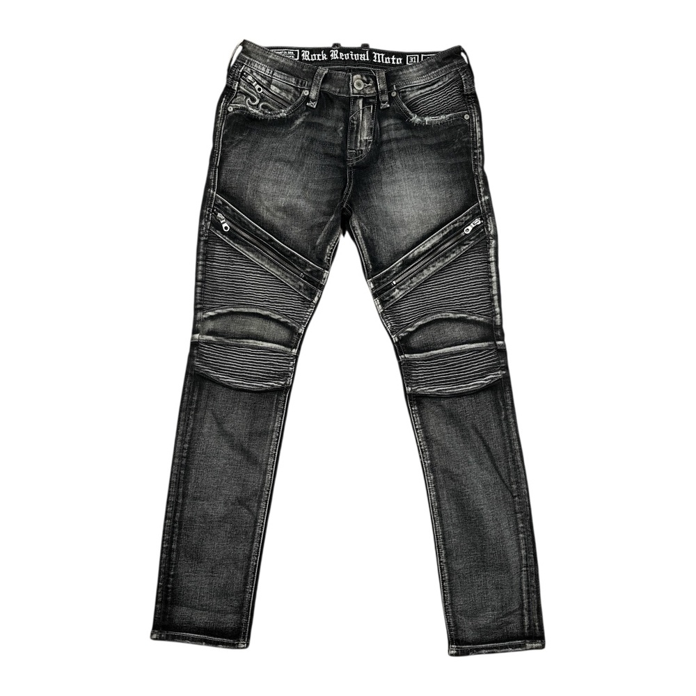 Rock Revival Men's Black Moto Biker Jeans